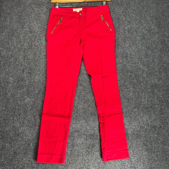 Michael Kors Pants - MICHAEL Michael Kors Pants Women 2 Red Stretch Trousers Tapered Leg Zip Pockets